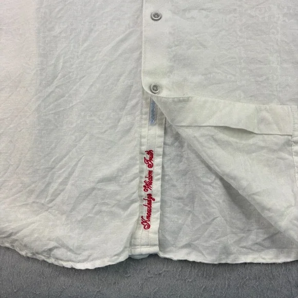 Robert Graham Linen Shirt Mens 2XL White Embroidered Button Up Beach Casual - Picture 7 of 11